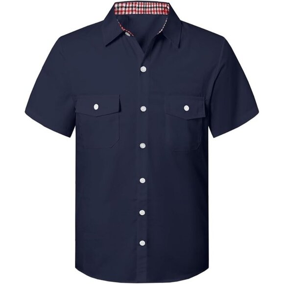 SANGTREE Men’s Short Sleeve Button Down Shirt – 100% Cotton – 4XL - Picture 1 of 4